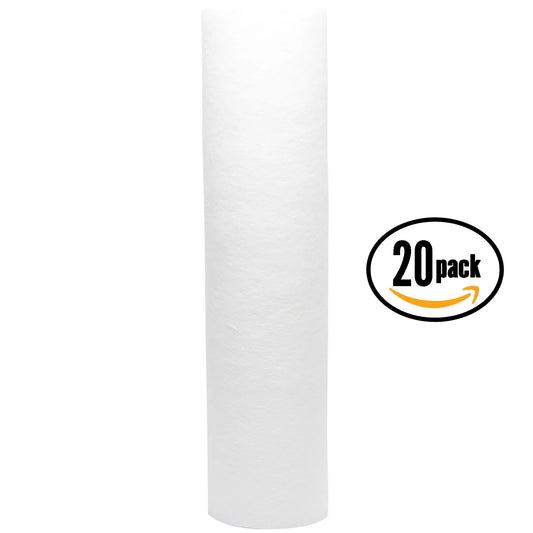 20-Pack Replacement DuPont WFPF38001C Polypropylene Sediment Filter - Universal 10-inch 5-Micron Cartridge for DuPont Whole House Water Filtration System - Denali Pure Brand