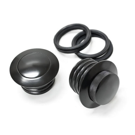 Krator Dual Black Pop Up Gas Cap Vented Flush Fuel Tank Compatible with 2002 Harley HD FLHRSEI Screamin Eagle Road King