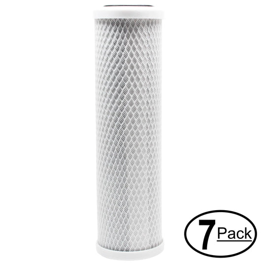 7-Pack Replacement for Aquasafe Home II Activated Carbon Block Filter - Universal 10 inch Filter for Aquasafe Home II 5 Stage Reverse Osmosis System - Denali Pure Brand