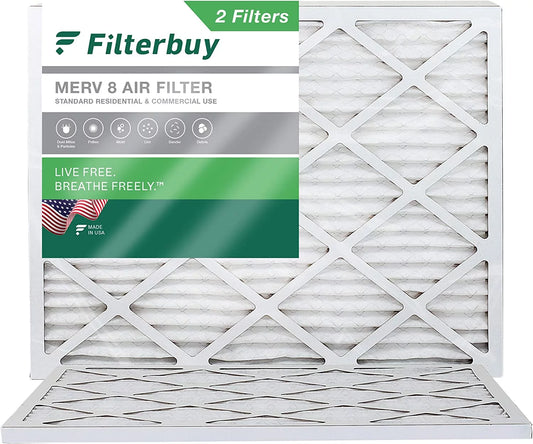 Filterbuy 11.88x16.88x1 MERV 8 Pleated HVAC AC Furnace Air Filters (2-Pack)