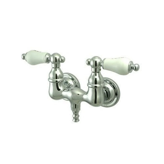 Elements of Design Vintage Double Handle Wall Mount Clawfoot Tub Faucet Trim Porcelain Cross Handle
