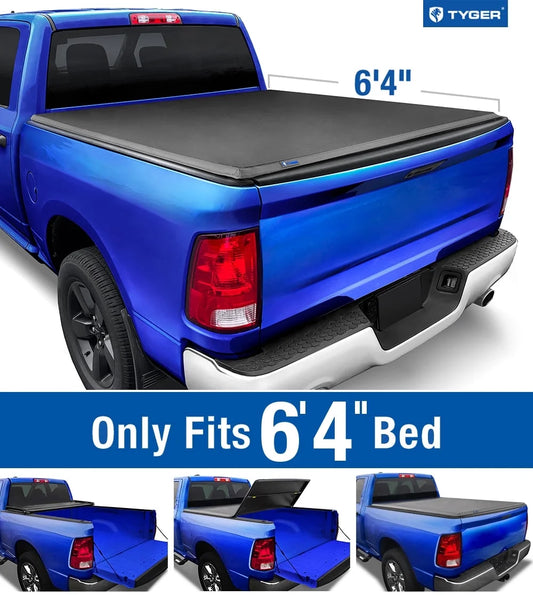 Tyger Auto T3 Soft Tri-fold Truck Bed Tonneau Cover Compatible with 2002-2018 Dodge Ram 1500; 2003-2024 2500 3500; 2019-2023 Classic | 6'4 (76) Bed | TG-BC3D1011