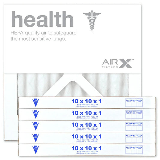 AIRx Filters Health 10x10x1 Air Filter MERV 13 AC Furnace Pleated Air Filter Replacement Box of 6, Made in the USA