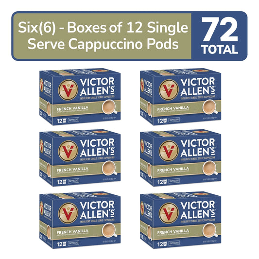 Victor Allen's Coffee French Vanilla Cappuccino, 6-12 Count, Single Serve Coffee Pods for Keurig K-Cup Brewers