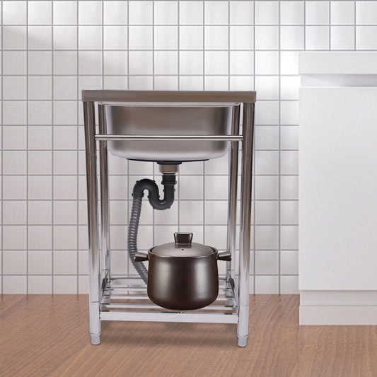 SHZICMY Freestanding Commercial Utility Sink Stainless Steel 1 Compartment Kitchen Restaurant Sink with Water Pipe
