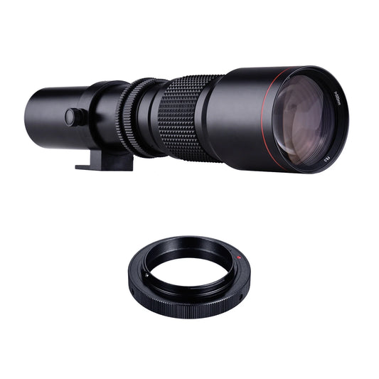 500mm F/8.0-32 Multi Coated Super Telephoto Lens Manual Zoom + T-Mount to F-Mount Adapter Ring Kit Replacement for Nikon D3300 D3400 D3500 D5300 D5500 D5600 D610 D700 D7000 D7100 D7200 D750 D7500 D760