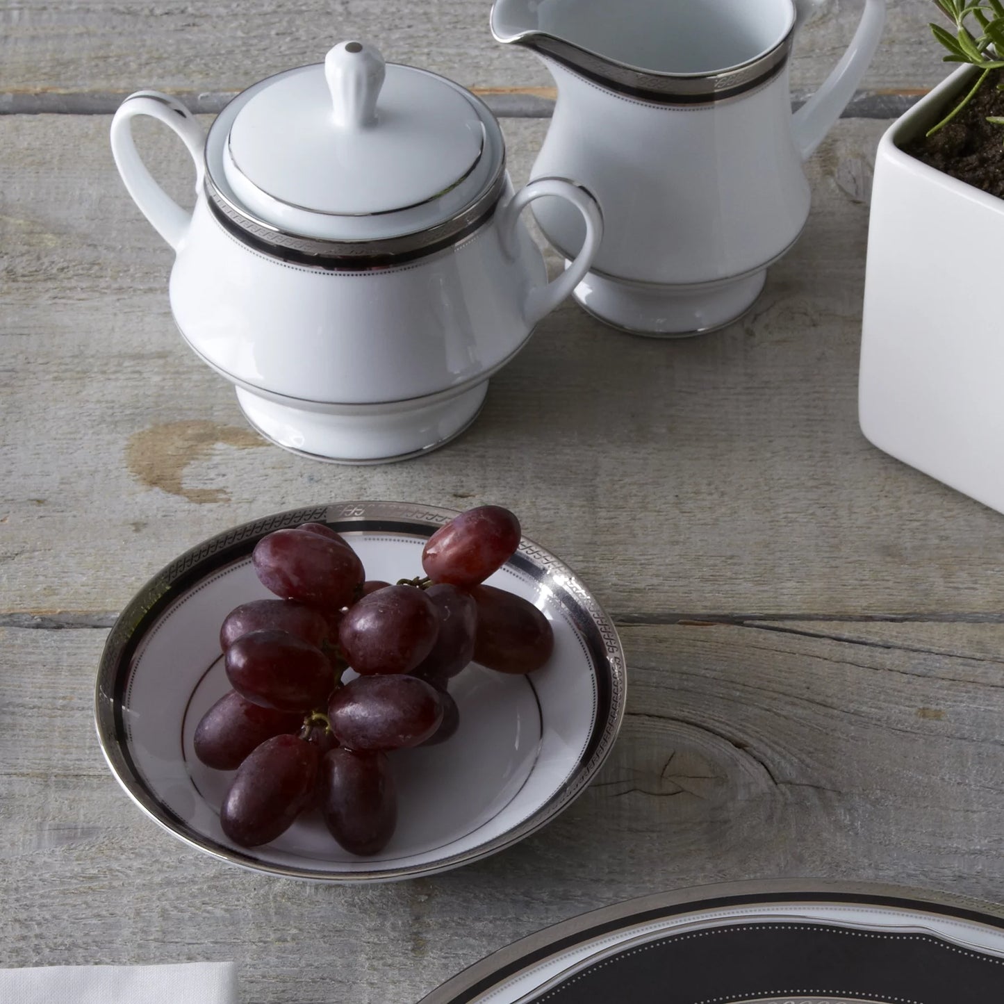 Noritake Austin Platinum Sugar and Creamer Set
