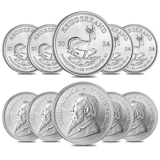 Lot of 10 - 2024 South Africa 1 oz Silver Krugerrand BU