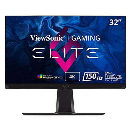 ViewSonic ELITE XG320U 32 Inch 4K UHD 1ms 150Hz Gaming Monitor with FreeSync Premium Pro, HDR 600, HDMI, DisplayPort, USB, and Advanced Ergonomics for Esports , Black