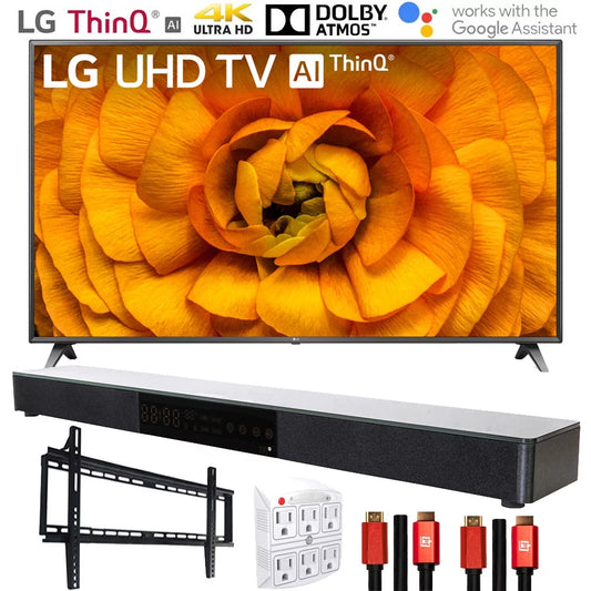 LG 86UN8570PUC 86 UHD 4K HDR AI Smart TV (2020 Model) with Deco Gear Home Theater Soundbar, Wall Mount Accessory Kit and HDMI Cable Bundle(86UN8570 86 Inch TV)