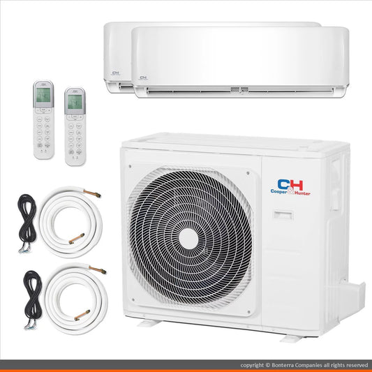 Cooper & Hunter Mini Split Air Conditioner Heat Pump Multi 2 Zone 9000 18000 BTU