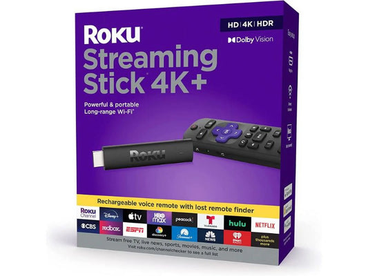 Restored Roku 3821R Streaming Stick 4K+ with Roku Voice Remote Pro, Black (Refurbished)