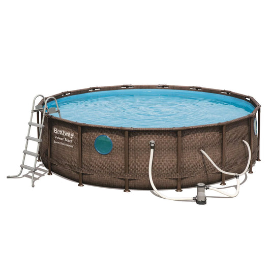 Bestway 16ft x 16ft x 48in Power Steel Swim Vista Pool Set with Cartridge Filter