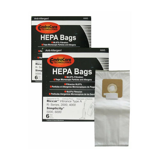 Replacement Part For Riccar, Simplicity Filtration Vacuum Cleaner Dust Bags 2000, 4000 and Vibrance Series. 5000, 6000 and Symmetry Type A (12 pack)