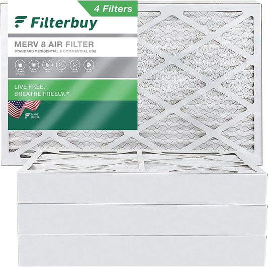 Filterbuy 12.5x21x4 MERV 8 Pleated HVAC AC Furnace Air Filters (4-Pack)