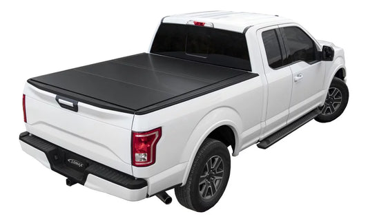 LOMAX 2004-2024 Fits Ford F150 2006-2008 Fits Lincoln Mark LT Short Bed 5' 6 Box except Heritage Black Matte Hard Tri-Fold Tonneau Cover B1010019