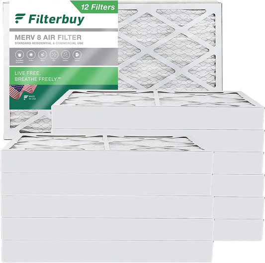 Filterbuy 10x20x4 MERV 8 Pleated HVAC AC Furnace Air Filters (12-Pack)