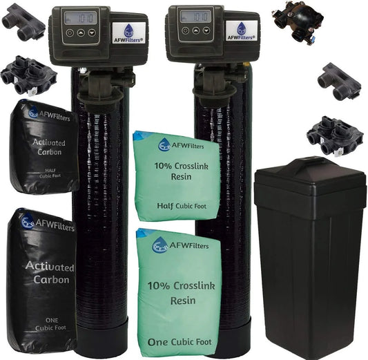 Combo Package Fleck 5600SXT 48,000 Grain Water Softener and Backwashing Carbon Filter