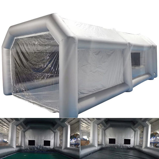 Miumaeov 20 * 10 * 8fT Inflatable Spray Paint Booth Tent Car Spray Paint Booth Large Size Tent Portable Mobile Giant Cabin Workstation with PVC Window Painting House Cover Air Filter System