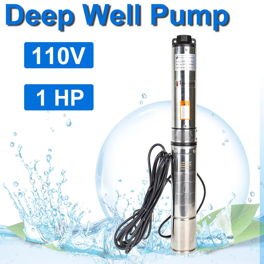 iMeshbean 1 HP 4 Deep Well Water Pump Submersible Stainless Steel 207FT 33GPM (110V 60Hz)