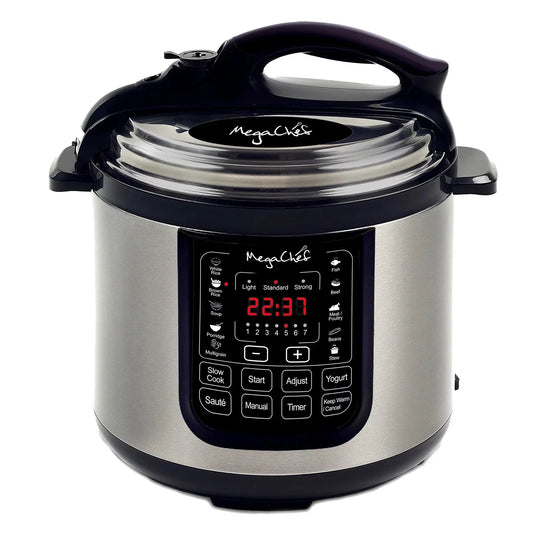 MegaChef 8 Quart Electric Pressure Cooker with 13 Pre-set Multi Function Features & Stainless Steel Pot