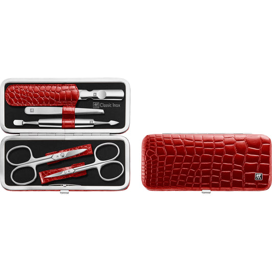 ZWILLING Beauty Classic Inox 6-pc Manicure set with Leather Case - Red