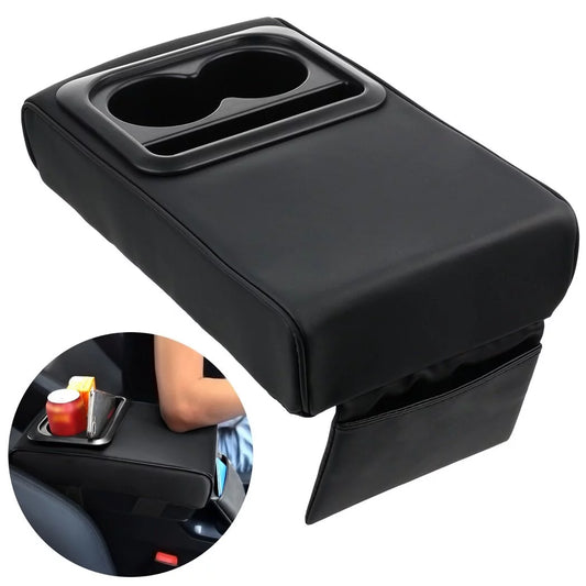 Auto Center Console Armrest Pillow, Car Armrest Cover Cushion with Cup and Phone Holder, Memory Foam Armrest Cushion Universal Fit for Most Cars