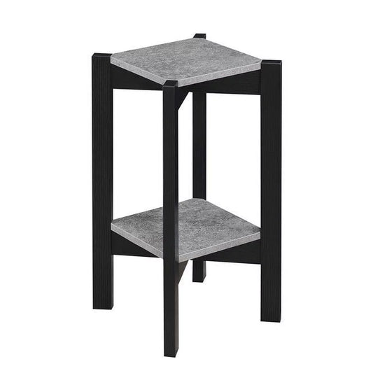 Planters & Potts Medium Square Plant Stand, Faux Cement & Black - 18.5 x 18.5 x 23.5 in.