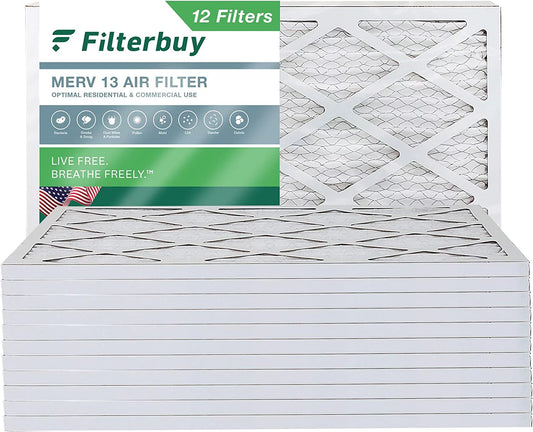 Filterbuy 15x28x1 MERV 13 Pleated HVAC AC Furnace Air Filters (12-Pack)
