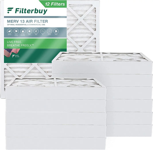 Filterbuy 20x20x4 MERV 13 Pleated HVAC AC Furnace Air Filters (12-Pack)