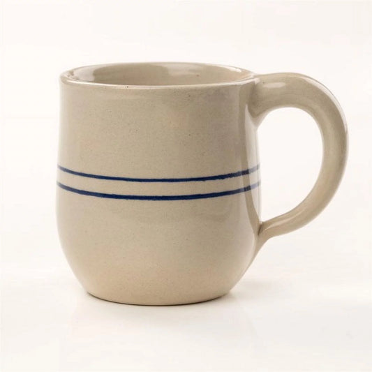 Martinez Pottery Stoneware Drinking Mug Heritage Blue Stripe Round
