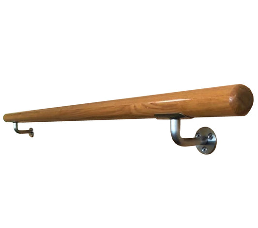 Wall Handrail 15 FT Long 20 Diameter Round Solid Wood Stair Handrail Bar, Anti-Slip Wall Safety Handrail for Elderly, Handrailing Indoor Corridor Attic Support Rod for Stairway, Lofts, Stairs Silver