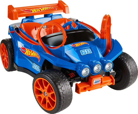 12V Power Wheels Hot Wheels Racer Battery-Powered Ride-On and Vehicle Playset with 5 Toy Cars