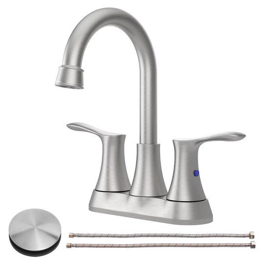 GELE Bathroom Faucet Brushed Nickel 4 2-Handle Centerset Basin Faucet