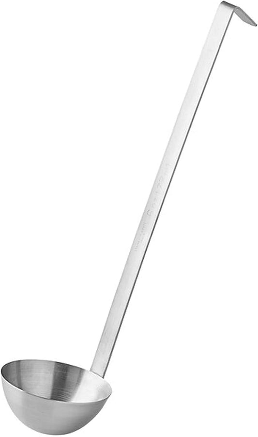 Truecraftware – 6 oz. Stainless Steel Ladle with Long Hooked Handle -for Soup Chili Gravy Salad Dressing and Pancake Batter