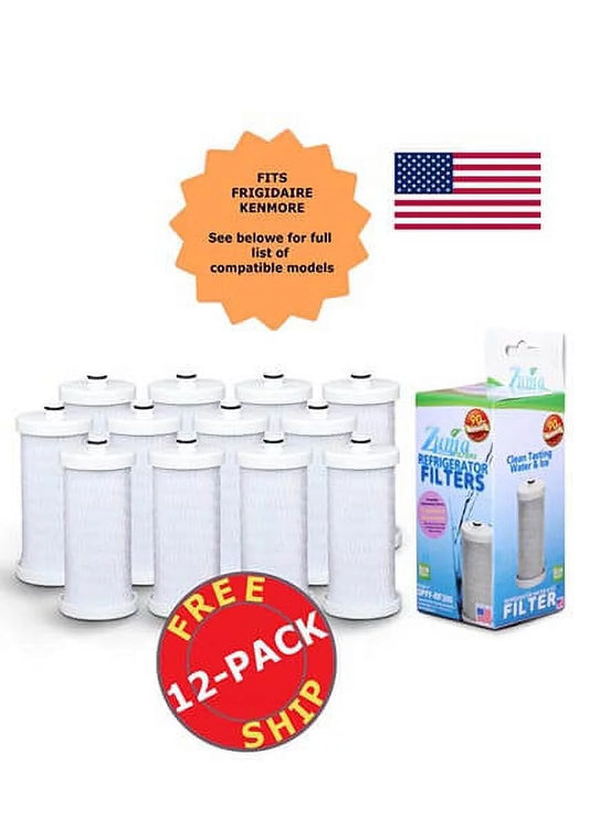 ZUMA Brand , Water and Ice Filter , Model # OPFF-RF300 , Compatible with Frigidaire WF1CB - 12 Pack - Made in U.S.A.