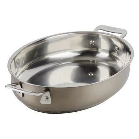 Bon Chef 60002TAUPE 12 in. Hotstone Taupe Cucina Oval Au Gratin - Induction Bottom