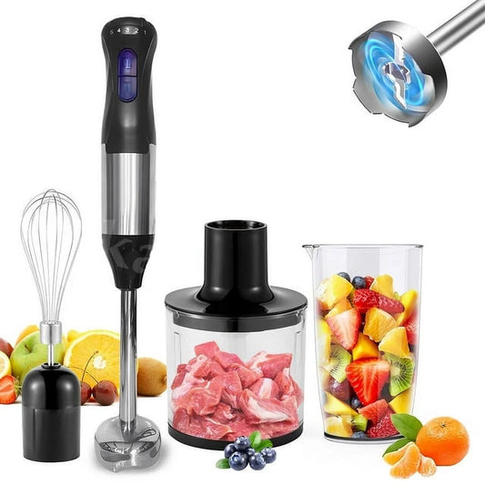Immersion Hand Blender, 4-in-1 5-Speed Stick Blender with 700ml Mixing Beaker, 500ml Chopper, Egg Whisk, Puree Baby Food, Smoothies, Sauces and Soups