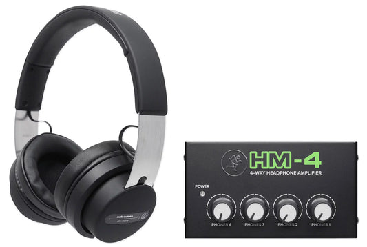 Audio Technica ATH-PRO7X DJ Headphones+Mackie 4-Way Distribution Amplifier
