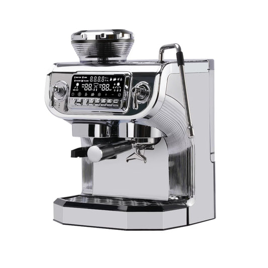 Mcilpoog Espresso Machine with Milk FrotherSemi Automatic Coffee Machine with Grinder,Easy To Use Espresso Coffee Maker with 5.5 inch Large Screen,15 Bar Pressure Pump,PID Temperature Control.TC530