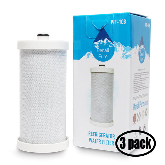 3-Pack Replacement for Frigidaire FRS23LH5DB8 Refrigerator Water Filter - Compatible with Frigidaire WF1CB, WFCB Fridge Water Filter Cartridge - Denali Pure Brand