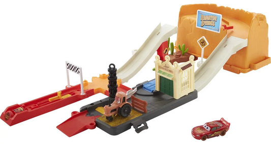 Disney Pixar Cars Race & Go Playset with Lightning McQueen Toy Car & 2-in-1 Storage Tub