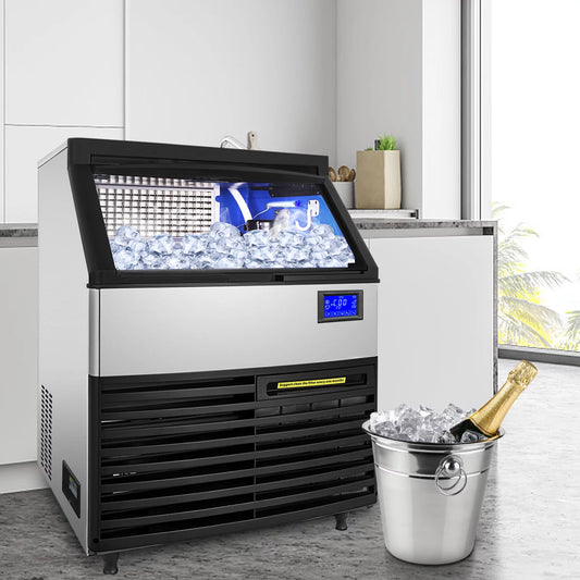 BENTISM 110V Commercial Ice Maker 265lbs/24h, 77lbs Storage Bin, ETL Approved, Clear Cube, Advanced LCD Panel