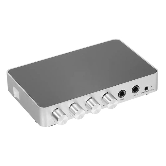 KM200 Karaoke Sound Mixer Portable Digital Stereo Audio Echo System 4K/2K Karaoke Amplifier with Dual Microphone Plug