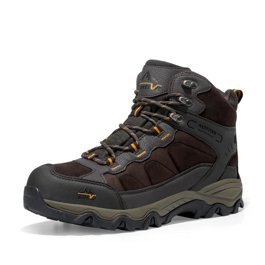 Nortiv 8 Men's Waterproof Genuine Leather Hiking Backpacking Outdoor Work Boots Js19004M Brown Size 7