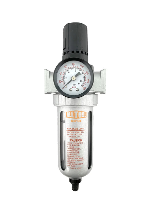 1/4 NPT Mid Flow Compressed Air In Line Filter Regulator Combo Piggyback (AUTO DRAIN)