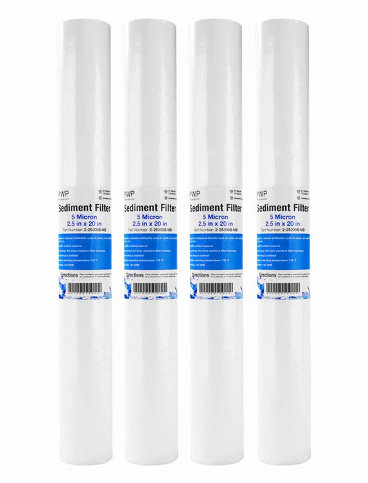 Sediment Melt Blown Water Filter Cartridge Standard  2.5x20 5 Micron 4 Pack