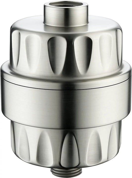 BRIGHT SHOWERS High Output Shower Filter for Hard Water, Removes Chlorine and Fluoride, Universal Multi-Stage Shower Water Softener Reduces Dry Itchy Skin, Scalp and Eczema, Brushed Nickel