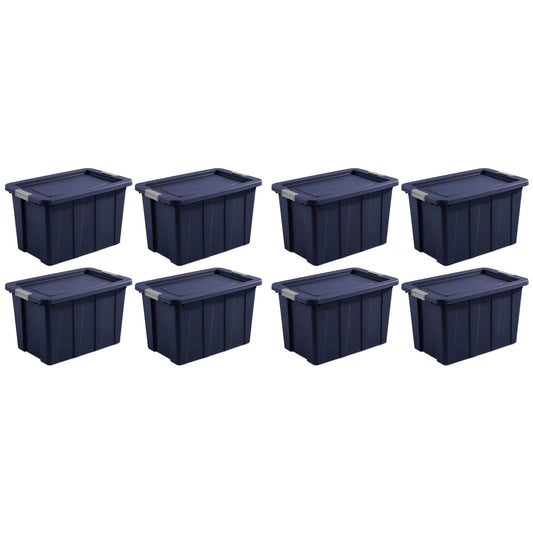 Sterilite Tuff1 30 Gallon Storage Tote Bin w/Latching Lid, Blue (8 Pack)