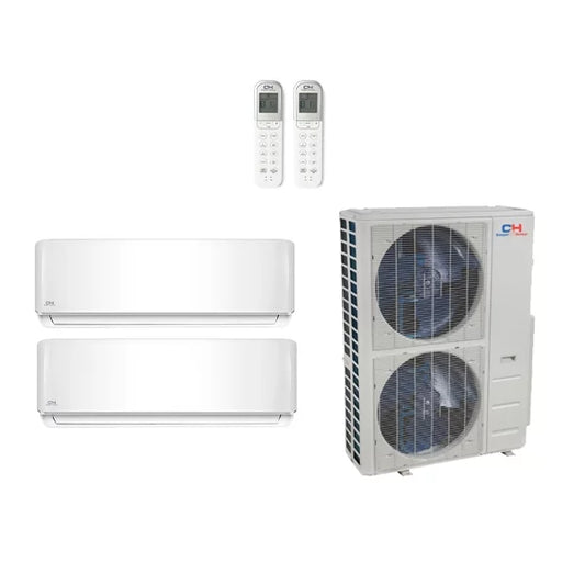 Cooper & Hunter 27,000 Btu 22 Seer 2-Zone Ductless Mini Split Heat Pump System - 9k-18k - CH28MSPH230VO-CH-09MSPHWM-CH-18MSPHWM